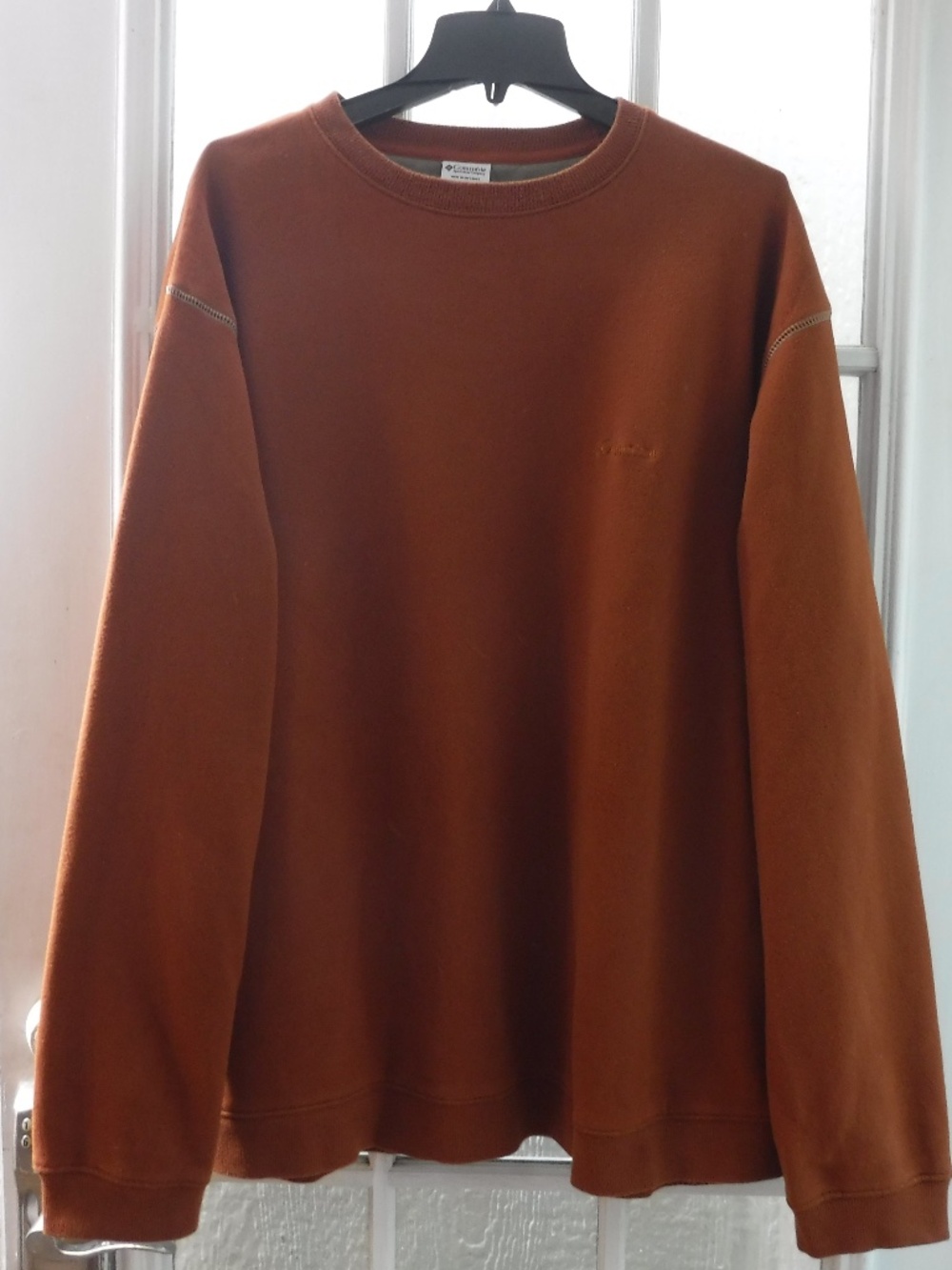 Columbia Thick Soft Brick Red Color Cotton Blend Crewneck Fleece Lined Top